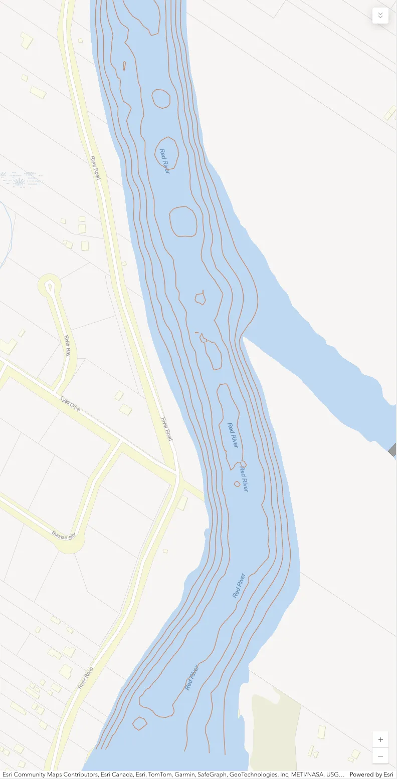 map of the red river downstream of lockport