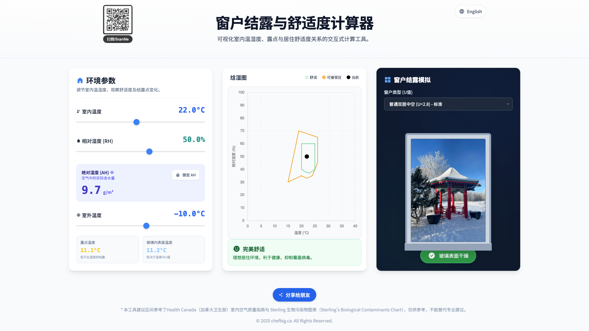 窗户结露与舒适度计算器